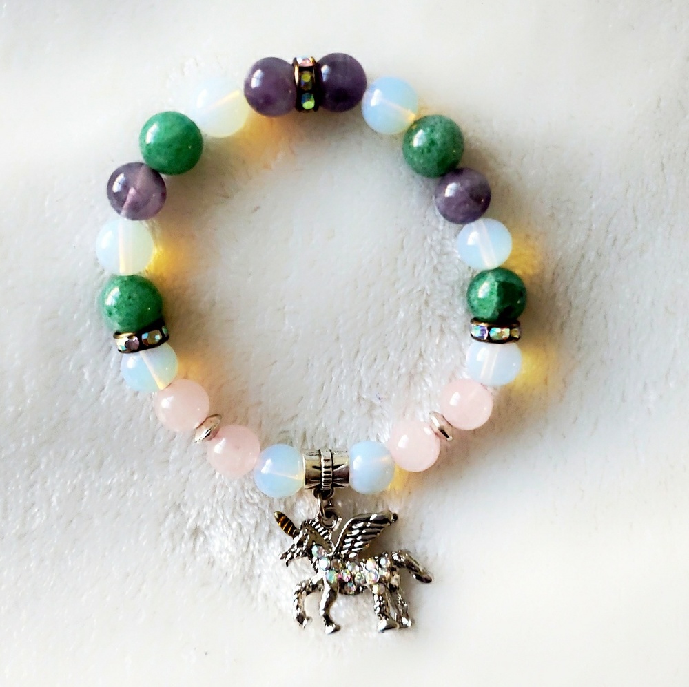 Crystal Healing Bracelet: "Unicorn" 4 crystal mix